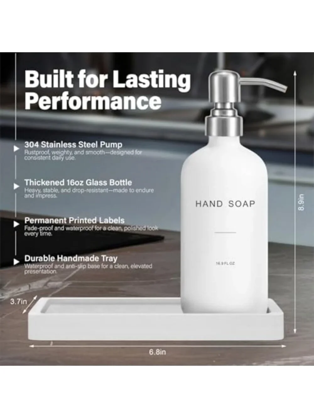 Elegant White Soap Dispenser Set for Bathroom - Stylish Silver & White Decor